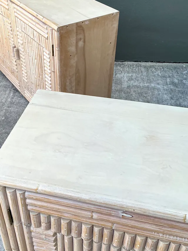Vintage Monumental Washed Rattan Credenza — additional photo 4