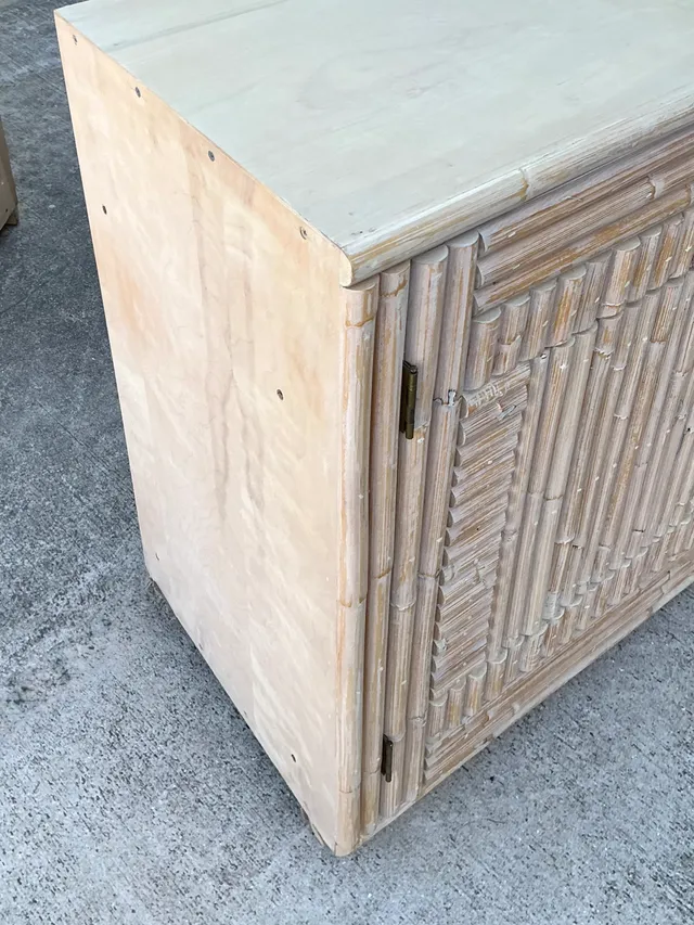Vintage Monumental Washed Rattan Credenza — additional photo 5