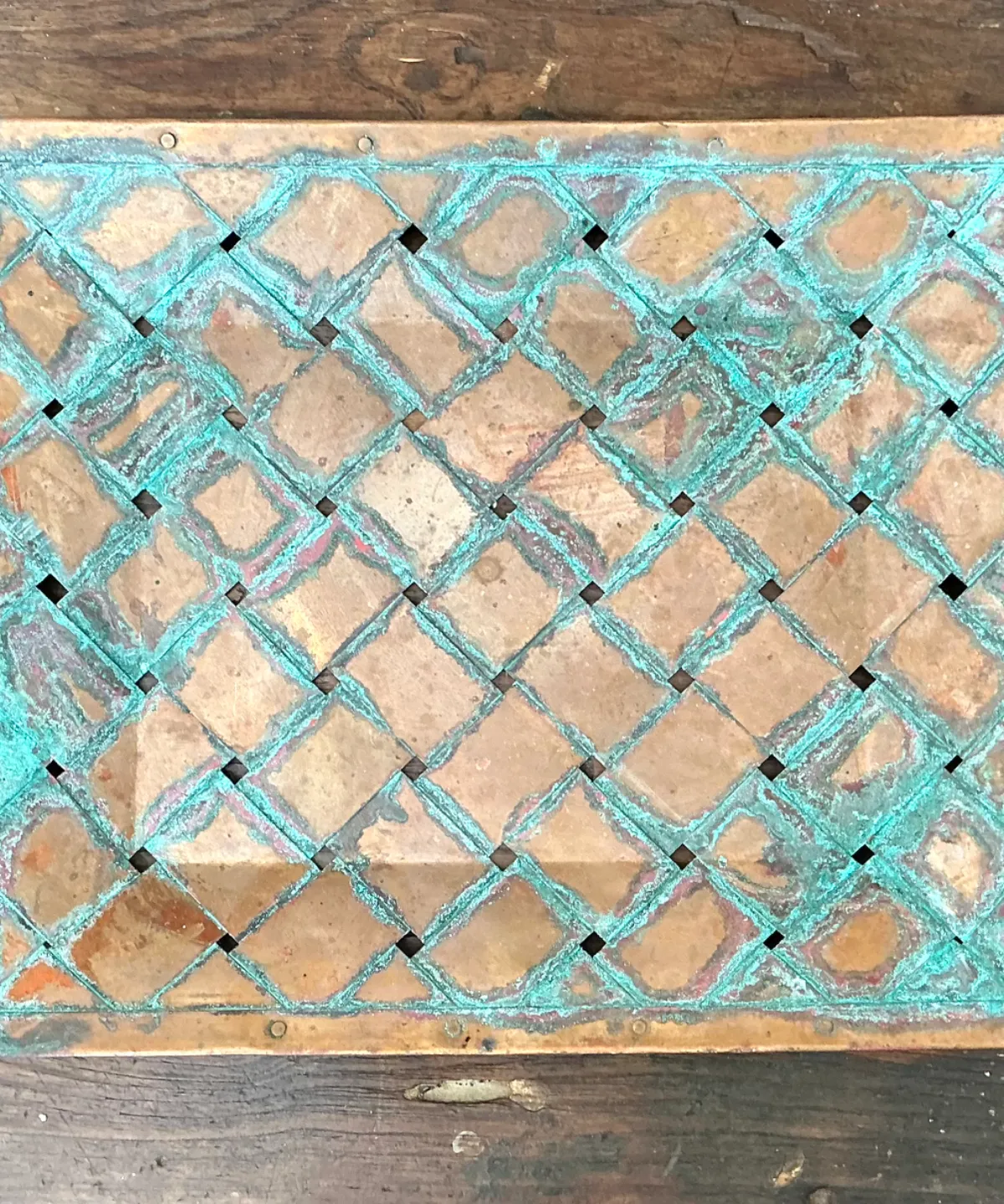 Vintage Patinated Copper Lattice Tray — additional photo 2