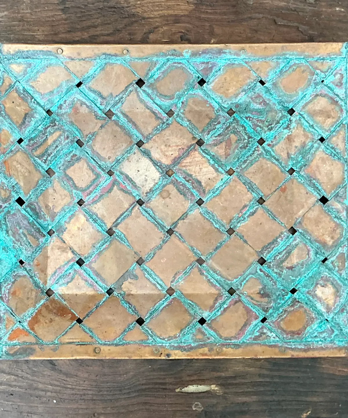 Vintage Patinated Copper Lattice Tray — additional photo 8