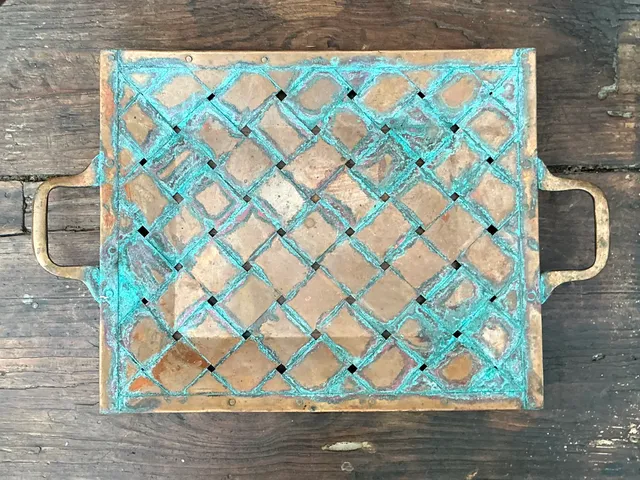 Vintage Patinated Copper Lattice Tray — additional photo 8