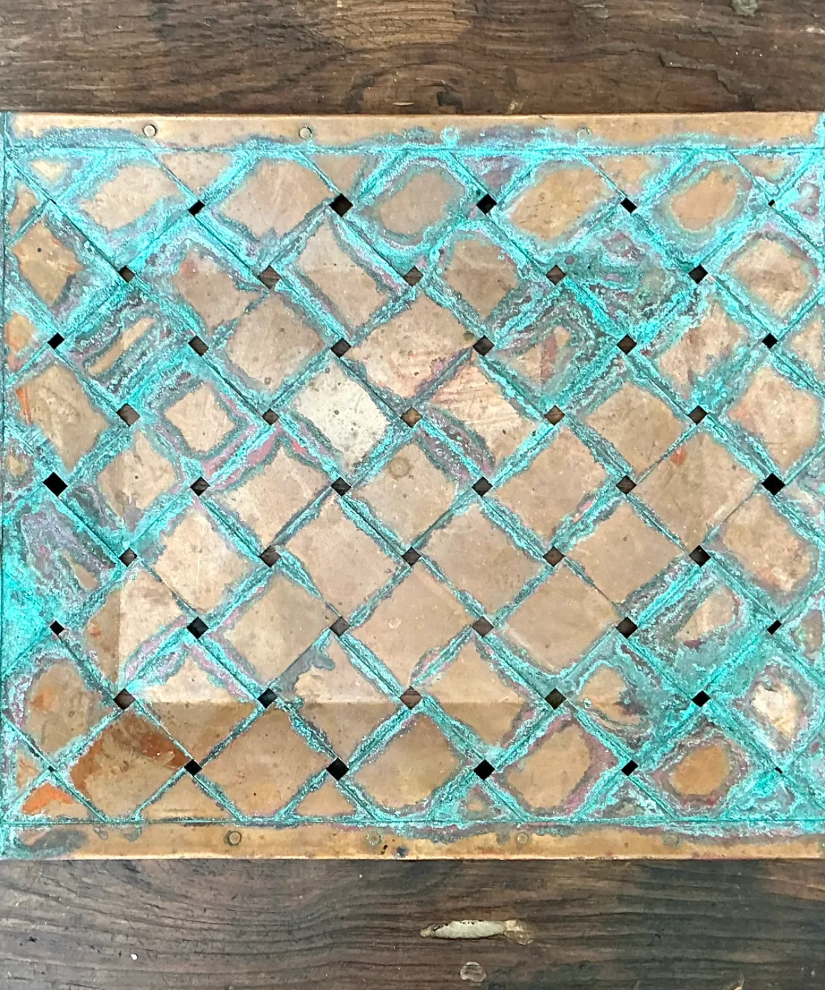 Vintage Patinated Copper Lattice Tray — additional photo 5