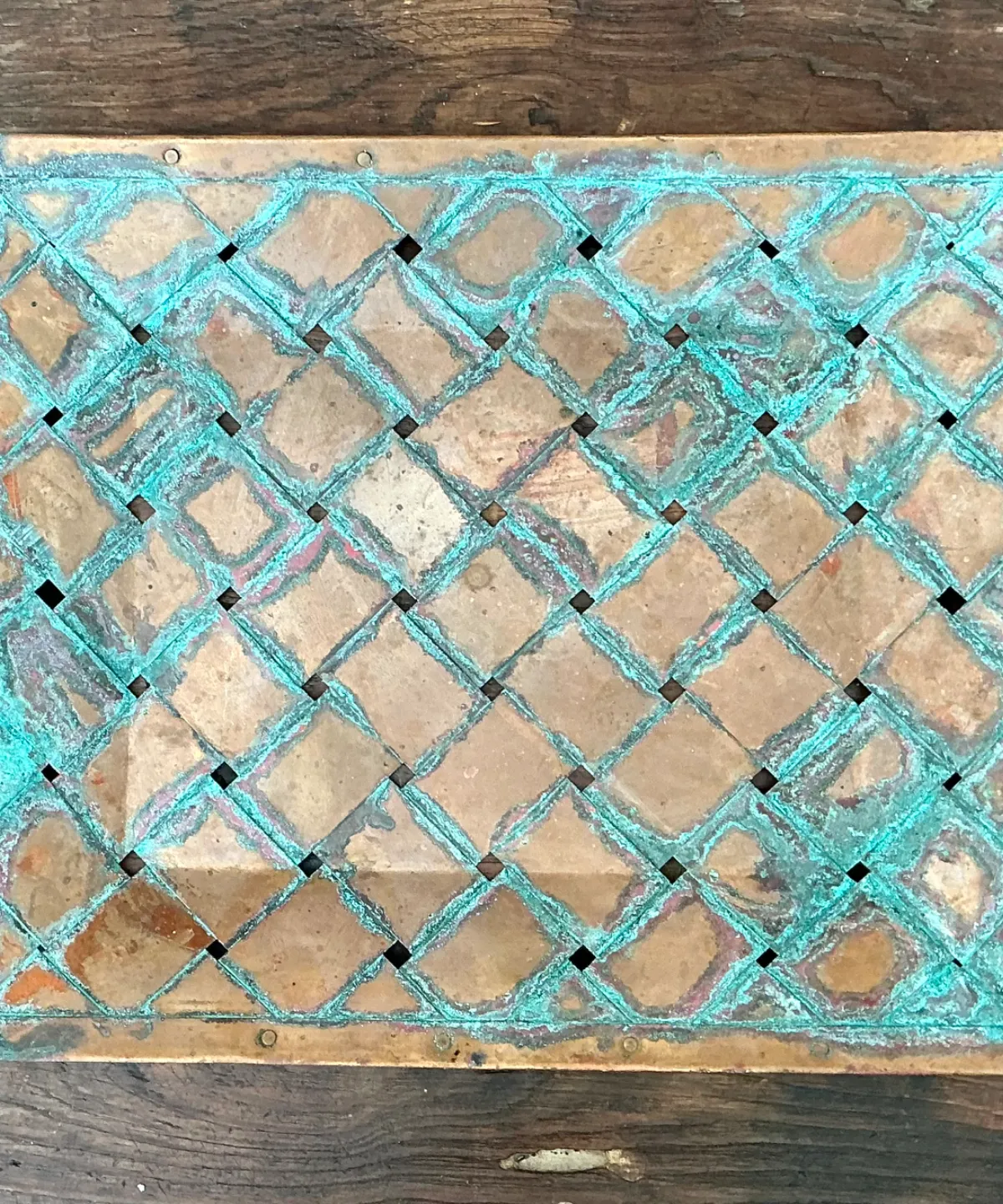 Vintage Patinated Copper Lattice Tray — additional photo 3