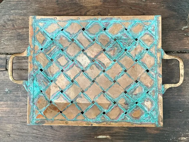 Vintage Patinated Copper Lattice Tray — additional photo 3