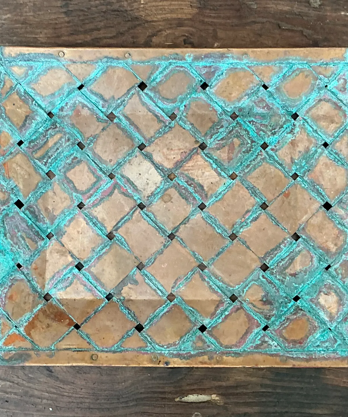 Vintage Patinated Copper Lattice Tray — additional photo 7