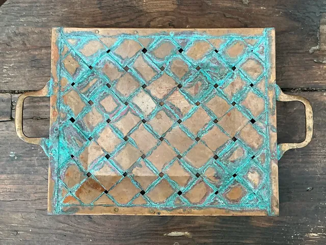Vintage Patinated Copper Lattice Tray — additional photo 7