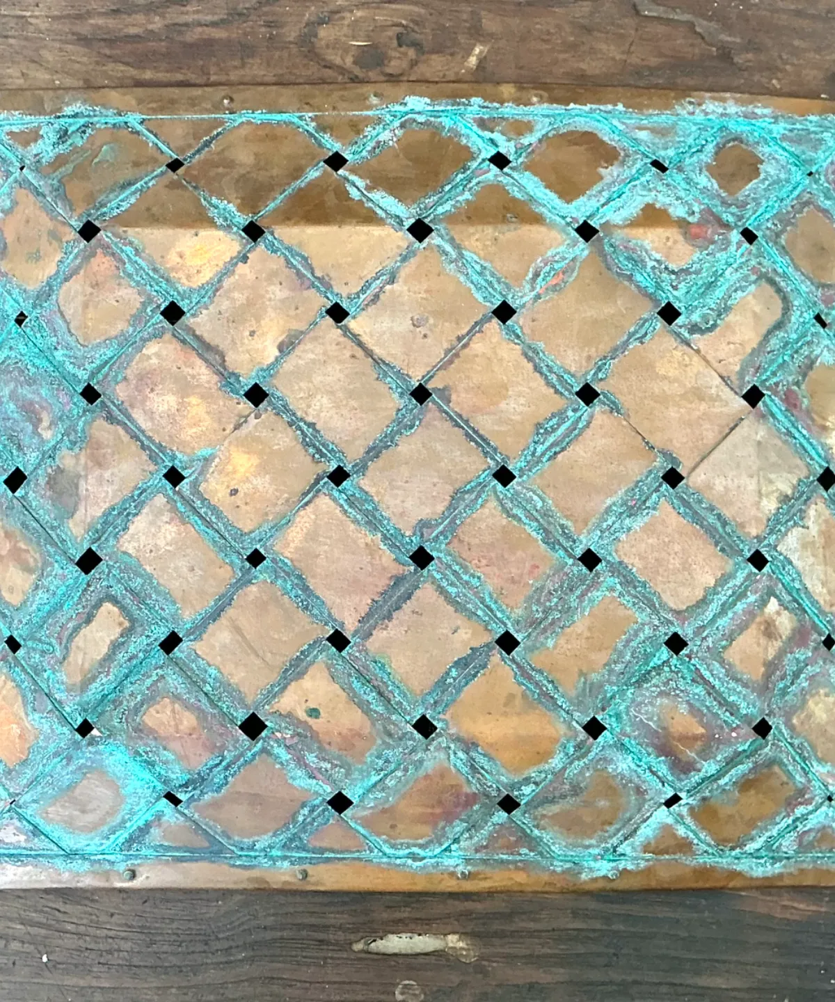 Vintage Patinated Copper Lattice Tray — additional photo 6