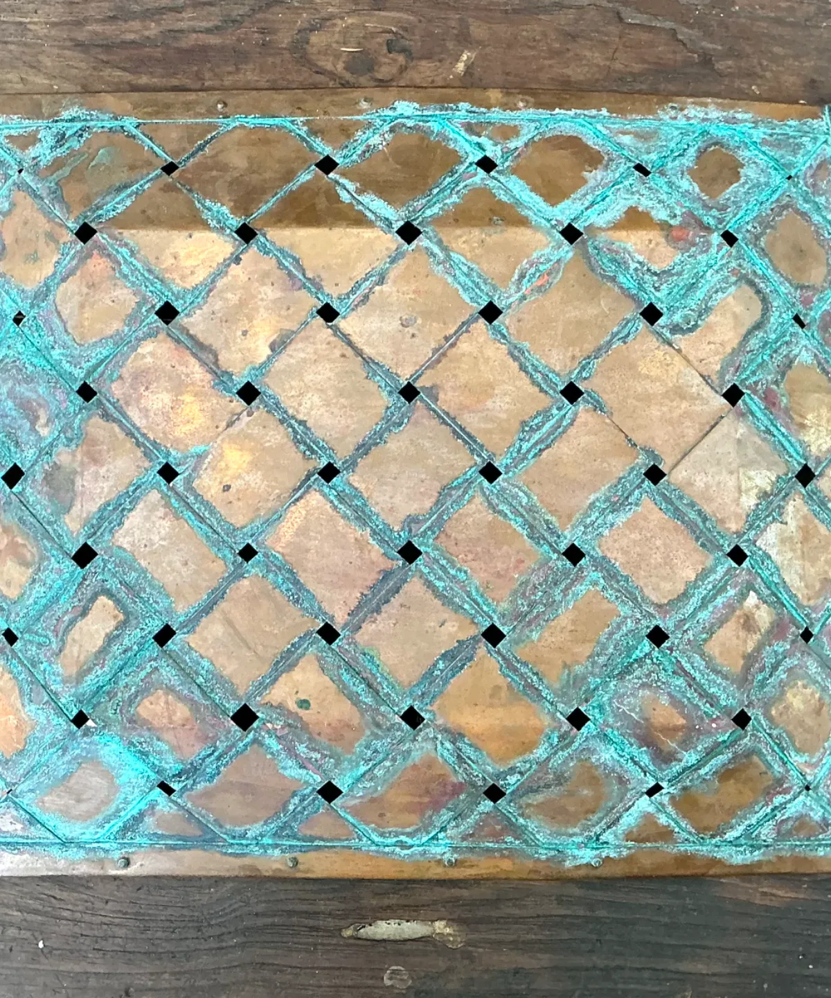 Vintage Patinated Copper Lattice Tray — additional photo 4