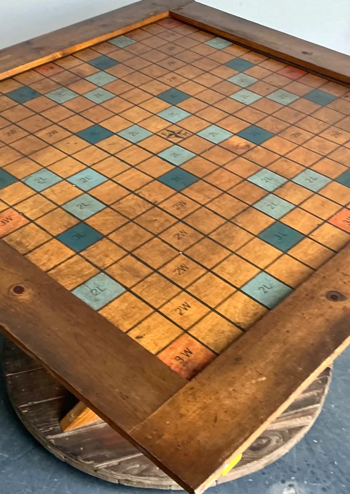 Vintage Monumental Wood Scrabble Board Game Table