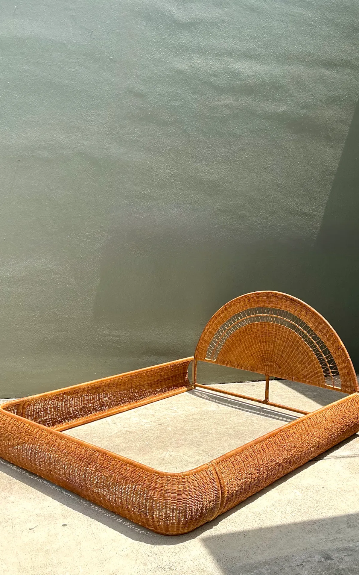 Vintage Woven Rattan Queen Bed Frame — additional photo 7