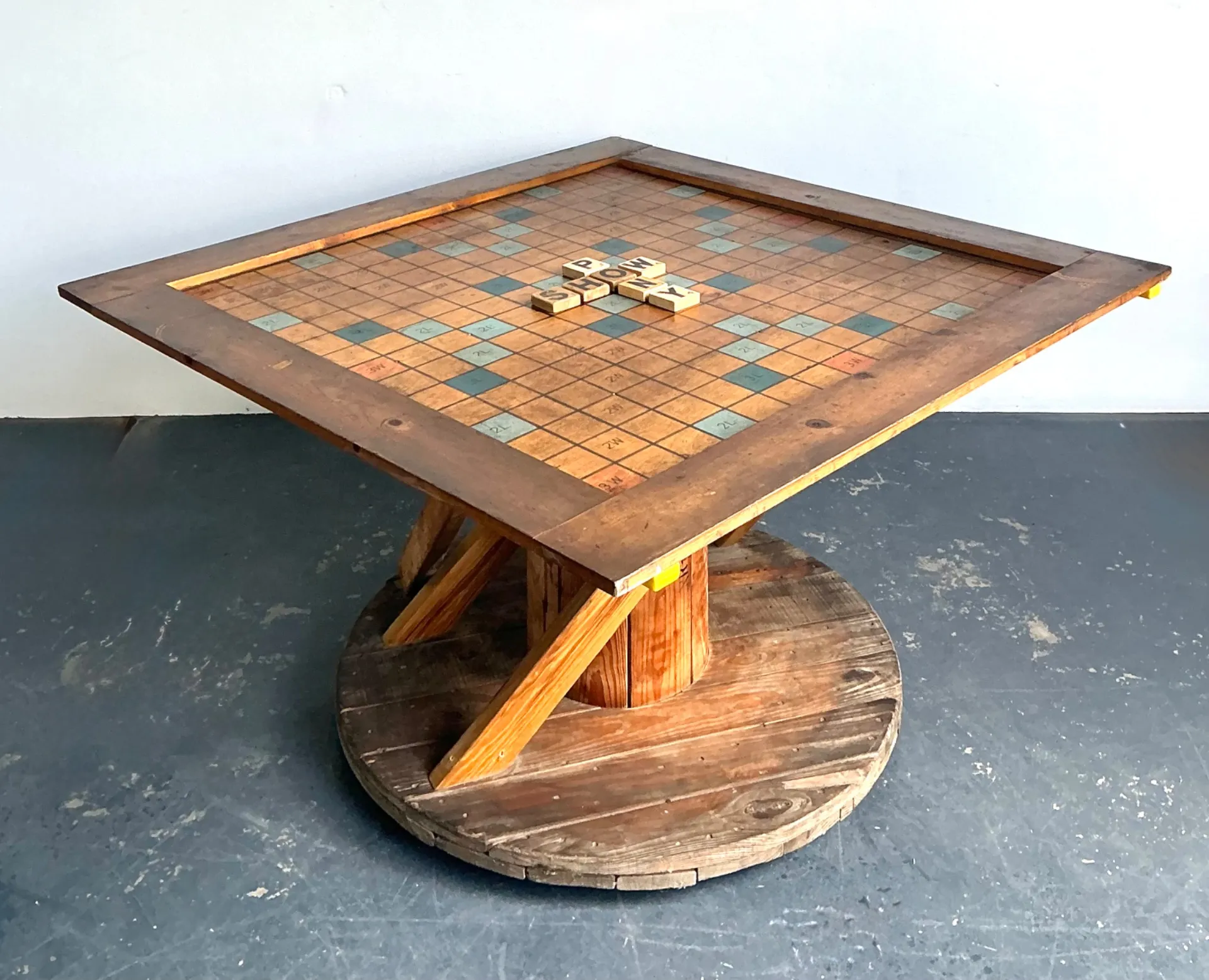 Vintage Monumental Wood Scrabble Board Game Table — additional photo 8