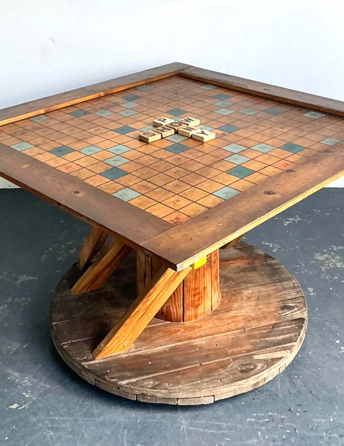 Vintage Monumental Wood Scrabble Board Game Table — additional photo 8