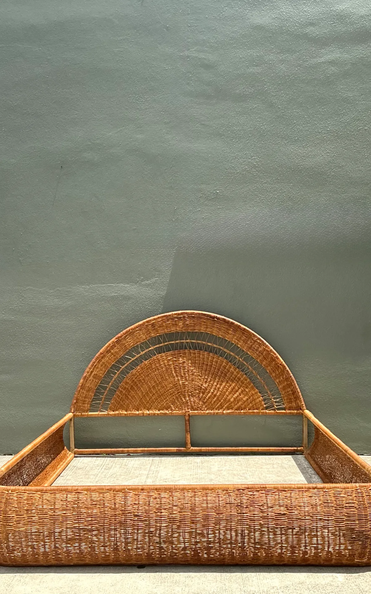 Vintage Woven Rattan Queen Bed Frame — additional photo 6