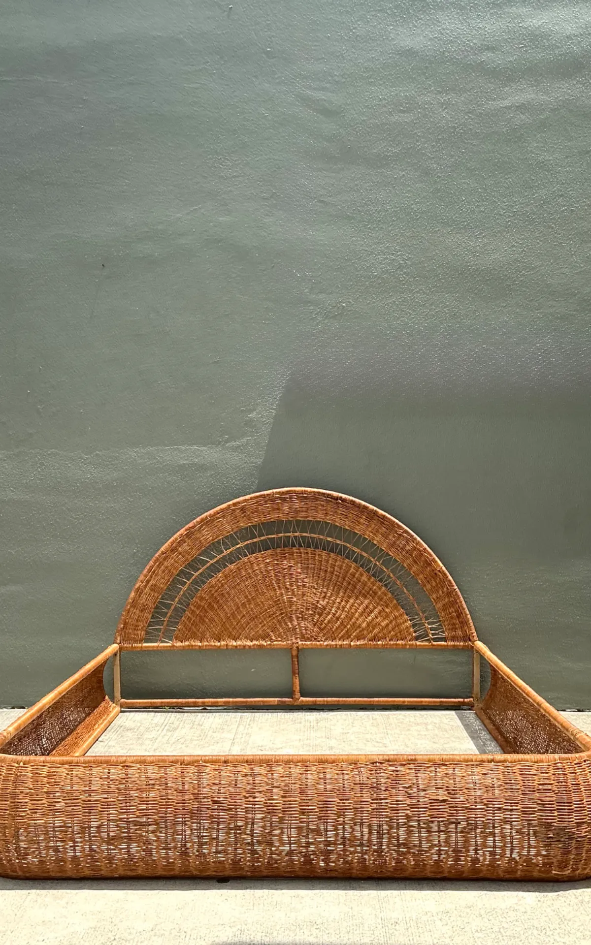 Vintage Woven Rattan Queen Bed Frame — additional photo 1