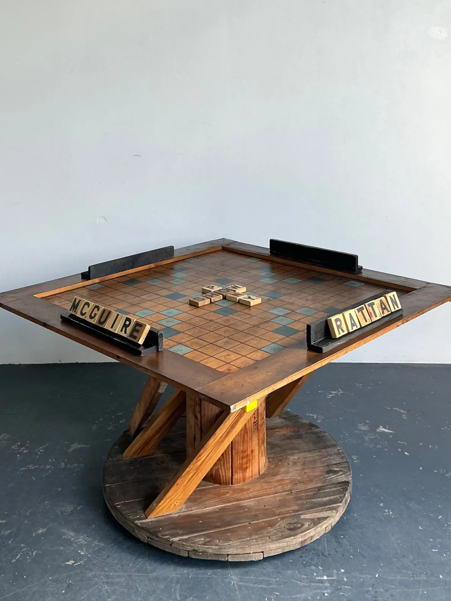 Vintage Monumental Wood Scrabble Board Game Table — additional photo 6