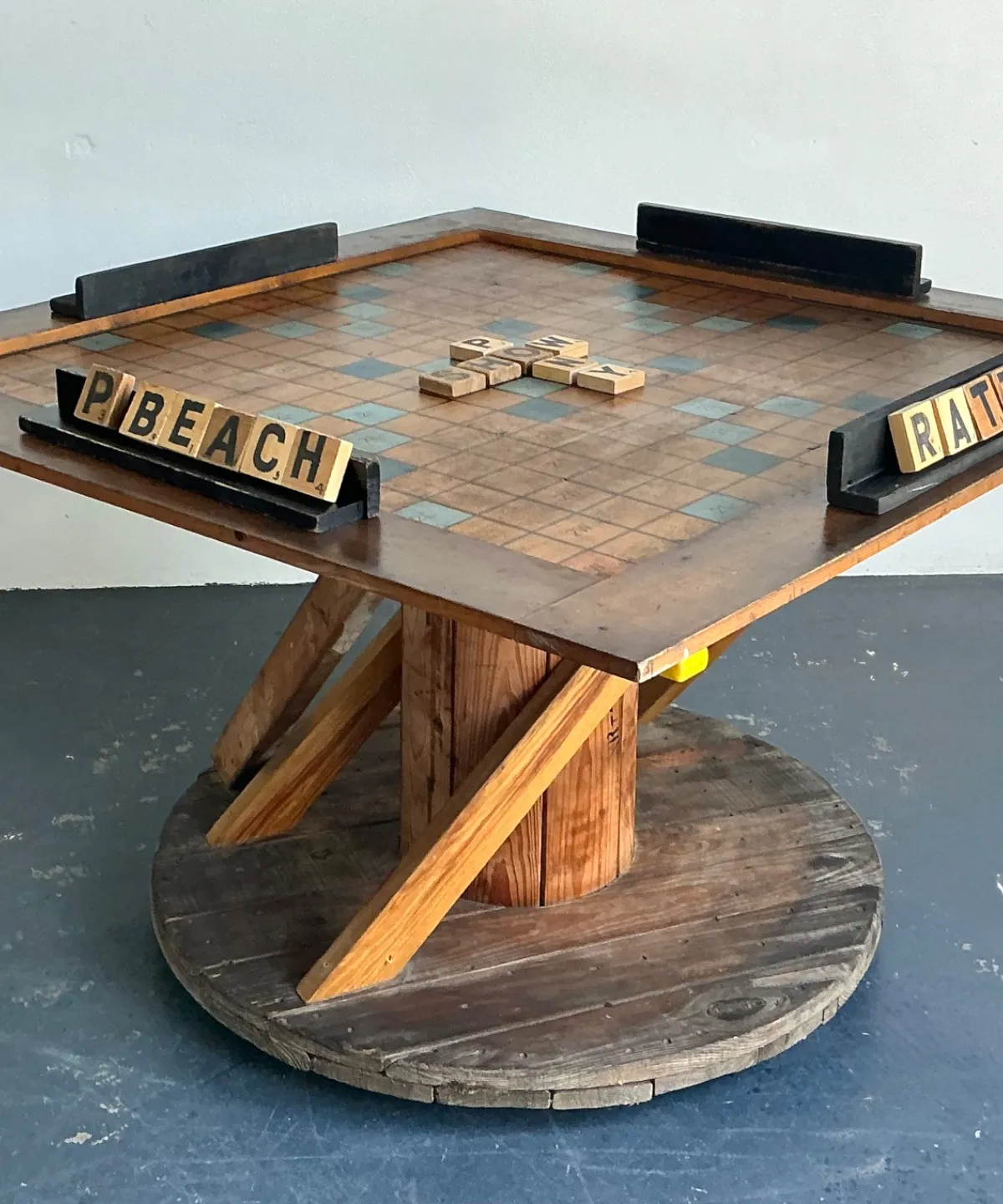 Vintage Monumental Wood Scrabble Board Game Table — additional photo 2