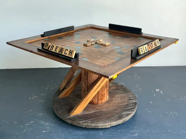 Vintage Monumental Wood Scrabble Board Game Table — additional photo 2