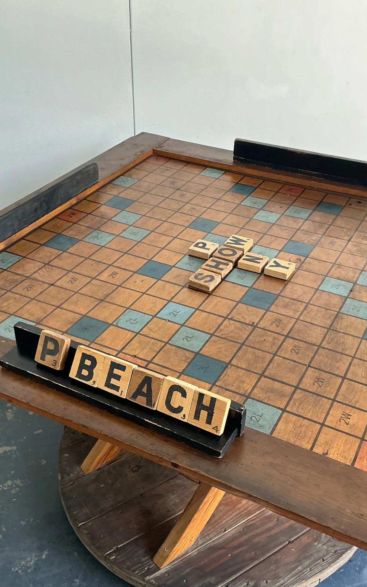 Vintage Monumental Wood Scrabble Board Game Table — additional photo 7