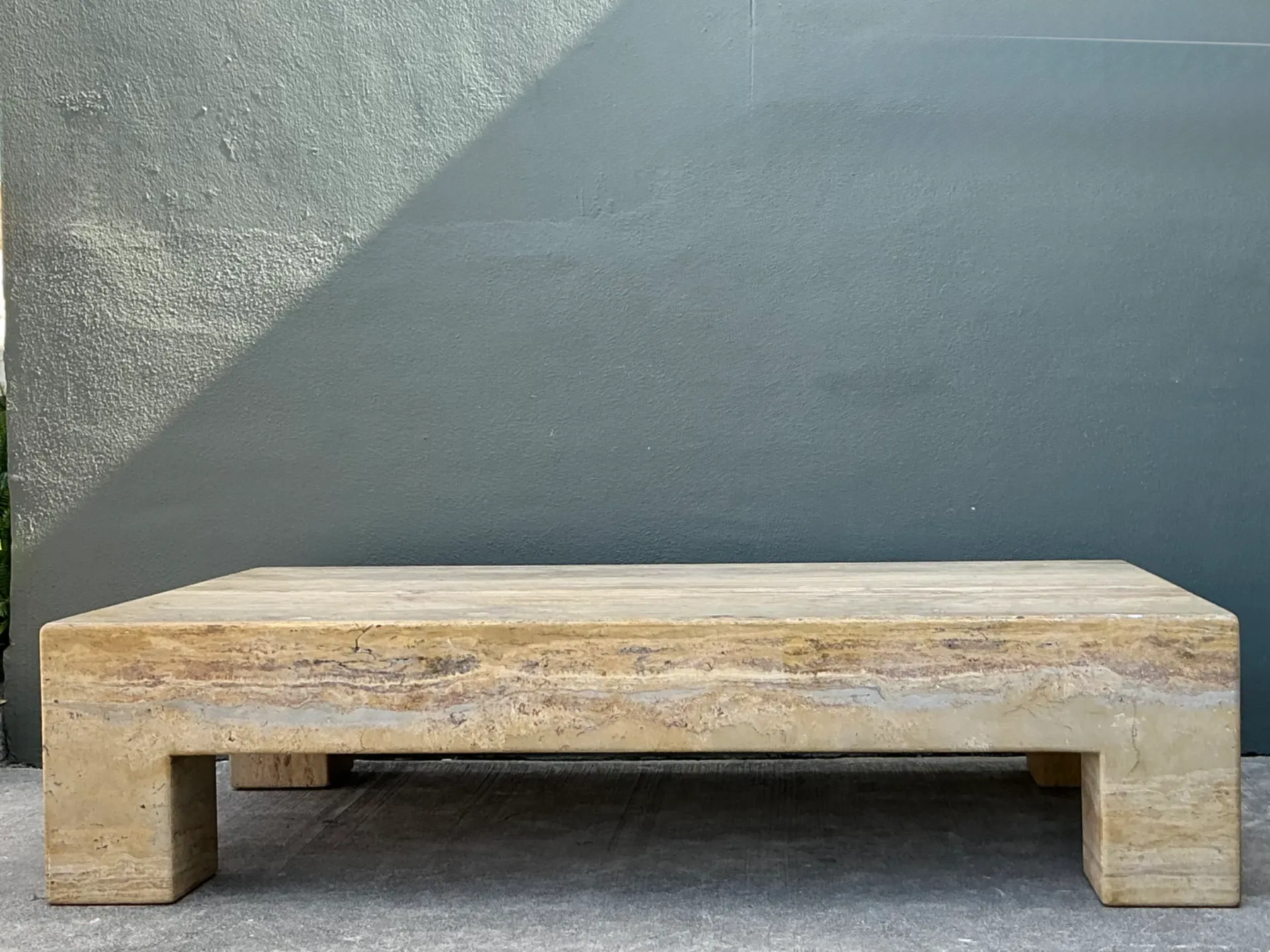 Vintage Monumental Travertine Parsons Coffee Table — additional photo 1