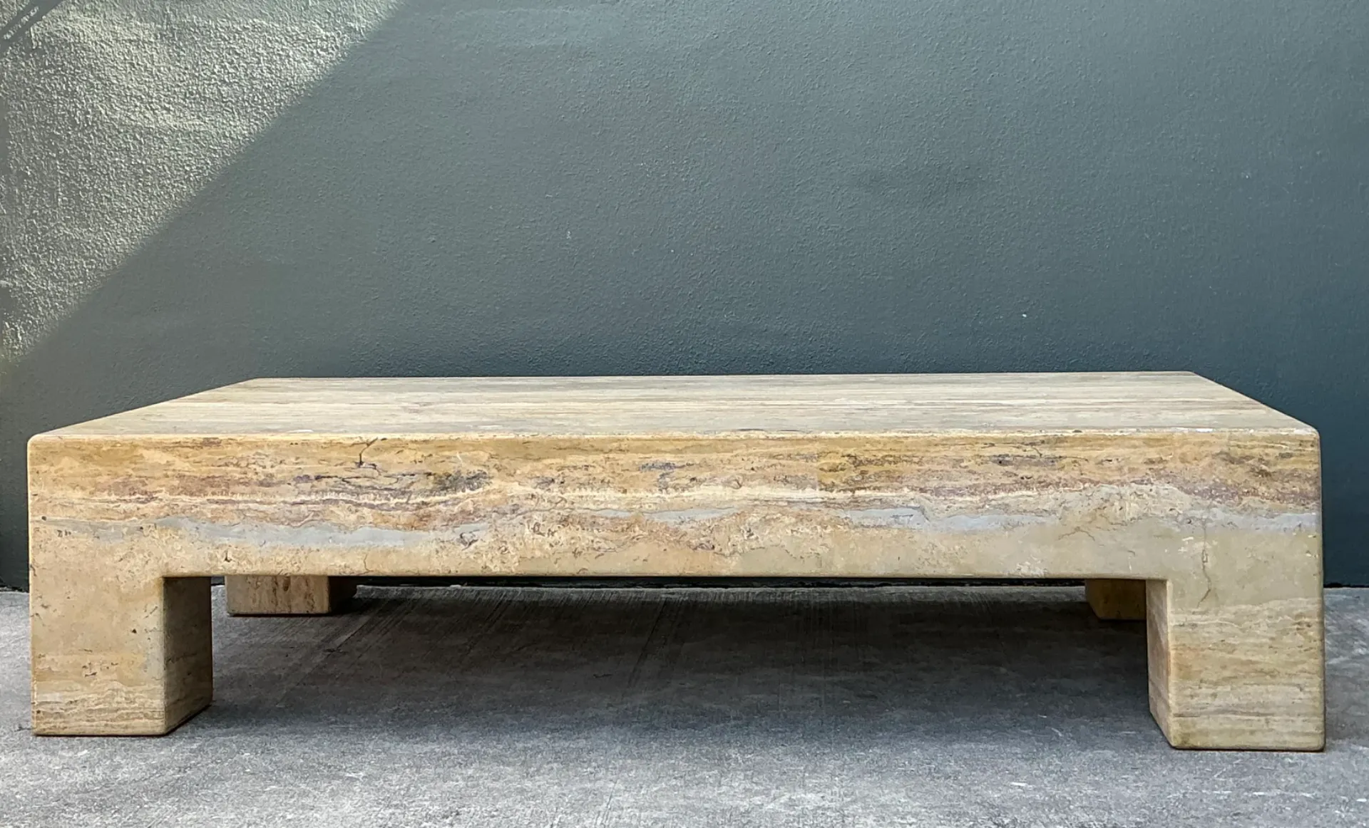Vintage Monumental Travertine Parsons Coffee Table — additional photo 3