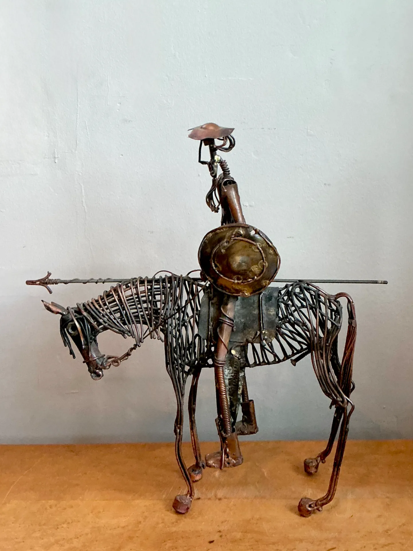 Vintage Wire Don Quixote and Horse Sculpture — additional photo 2