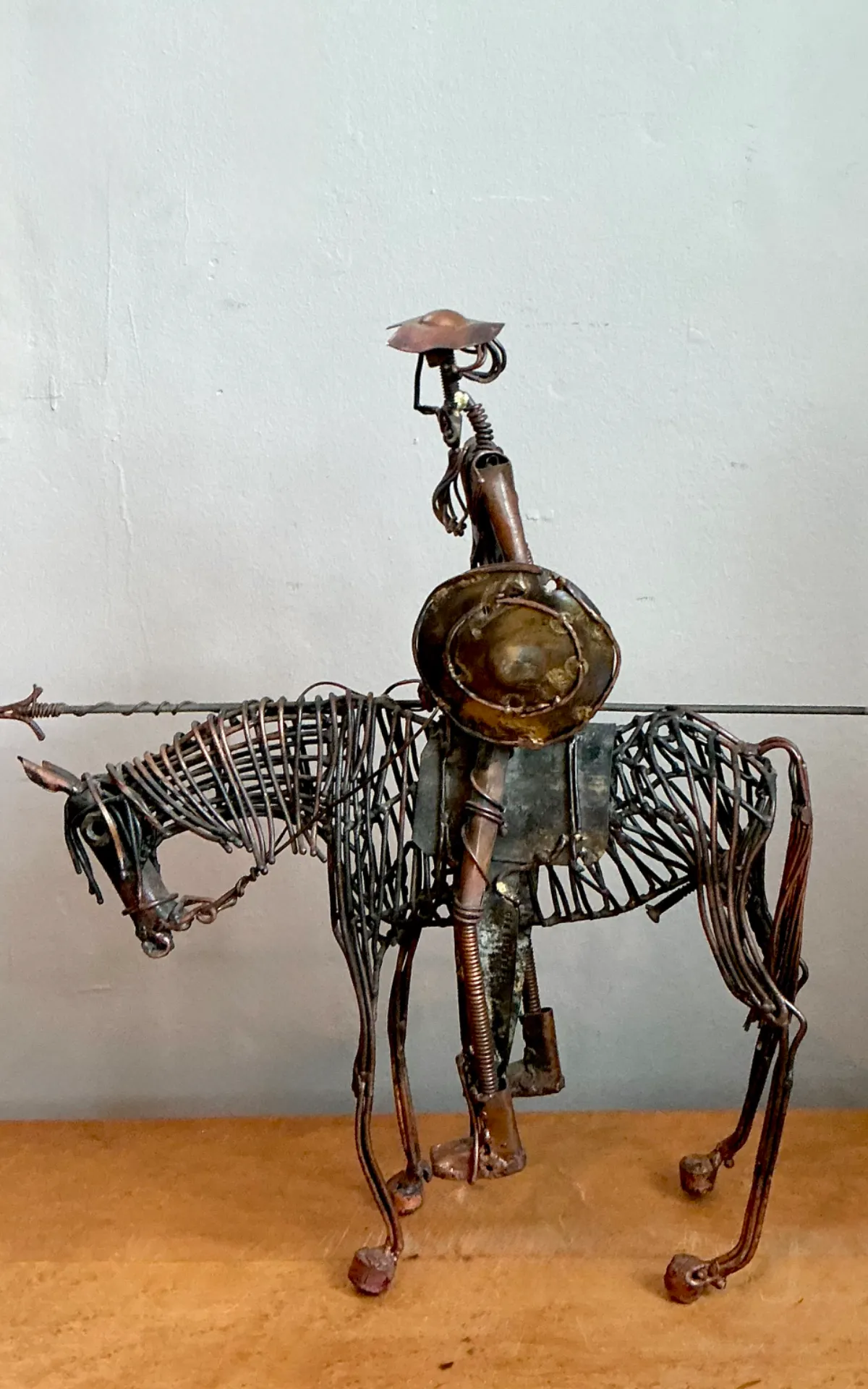 Vintage Wire Don Quixote and Horse Sculpture — additional photo 2