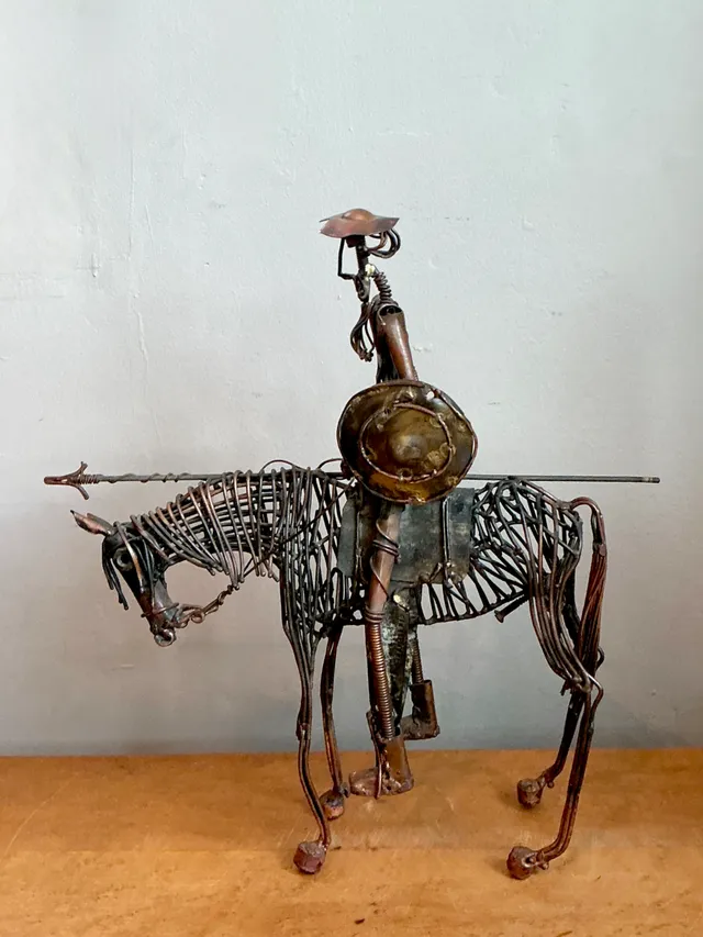 Vintage Wire Don Quixote and Horse Sculpture — additional photo 2