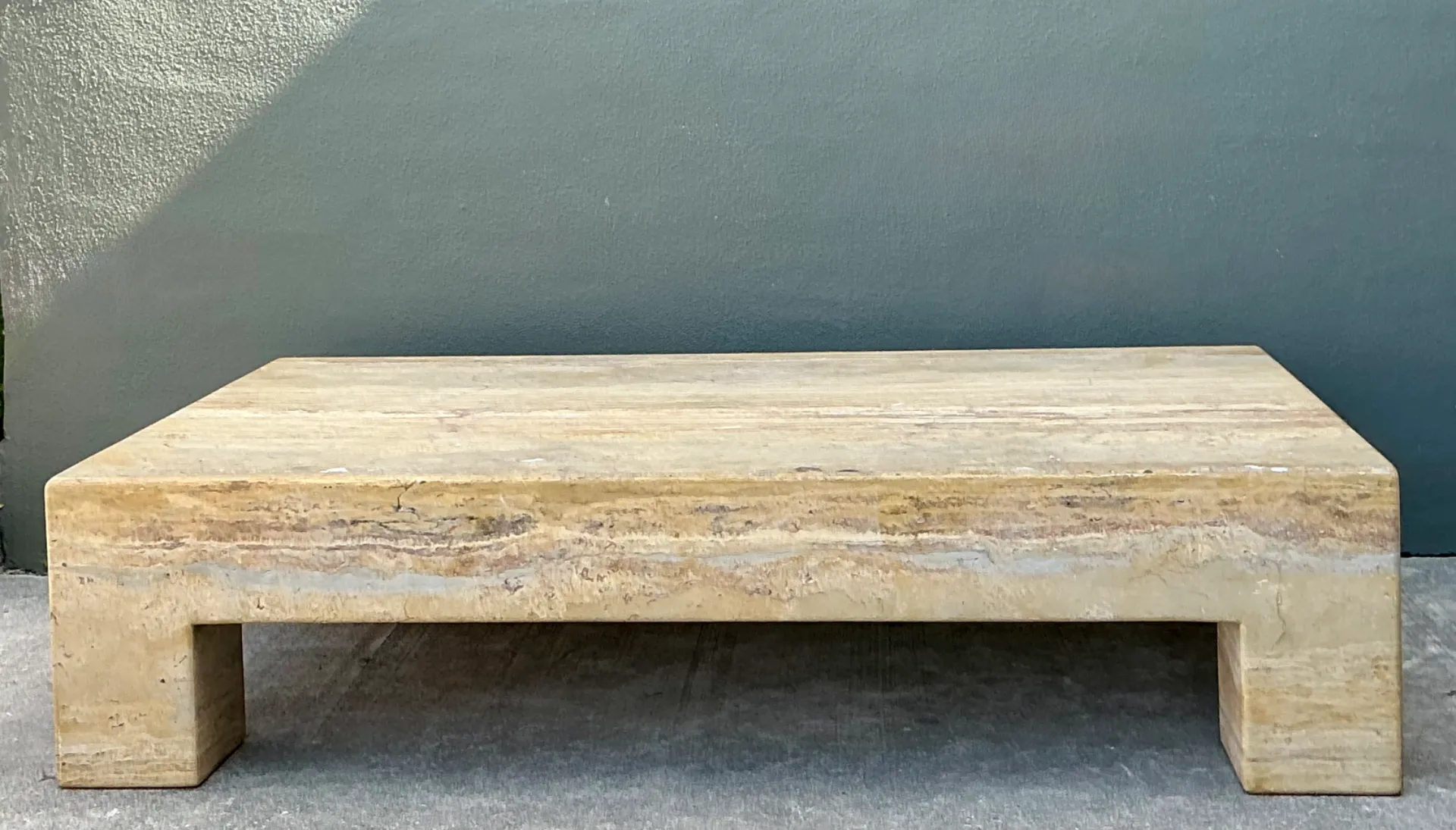 Vintage Monumental Travertine Parsons Coffee Table — additional photo 6