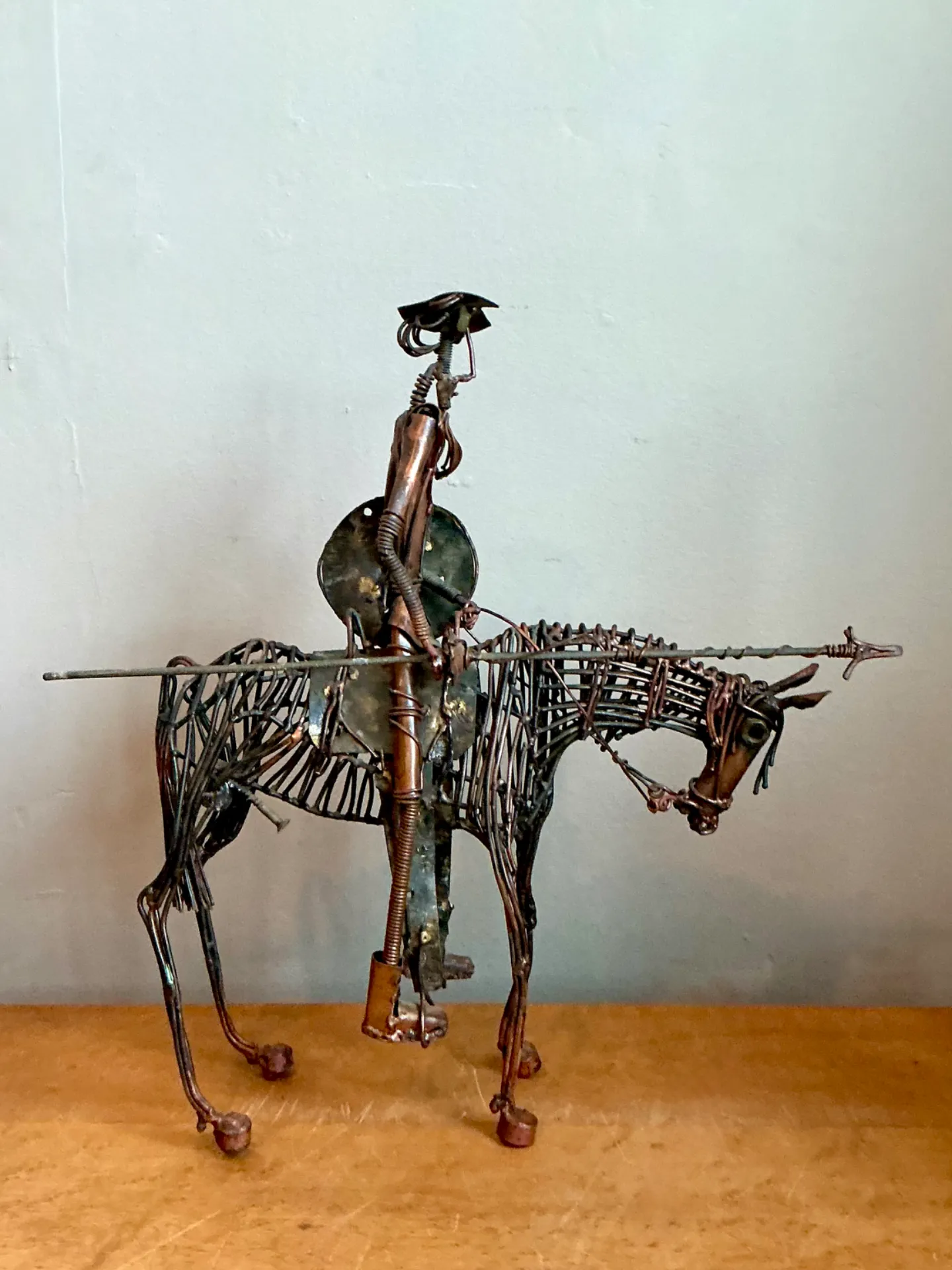 Vintage Wire Don Quixote and Horse Sculpture — additional photo 1