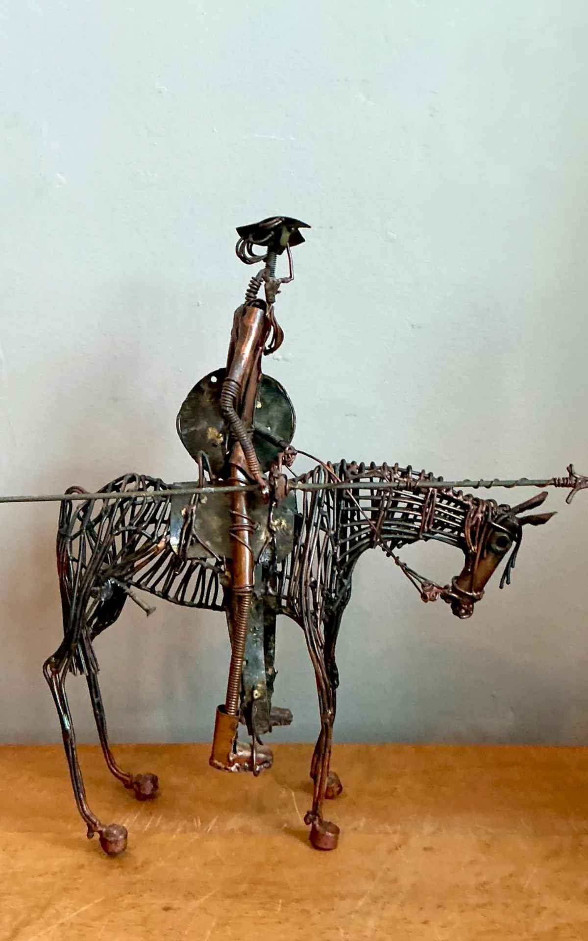 Vintage Wire Don Quixote and Horse Sculpture