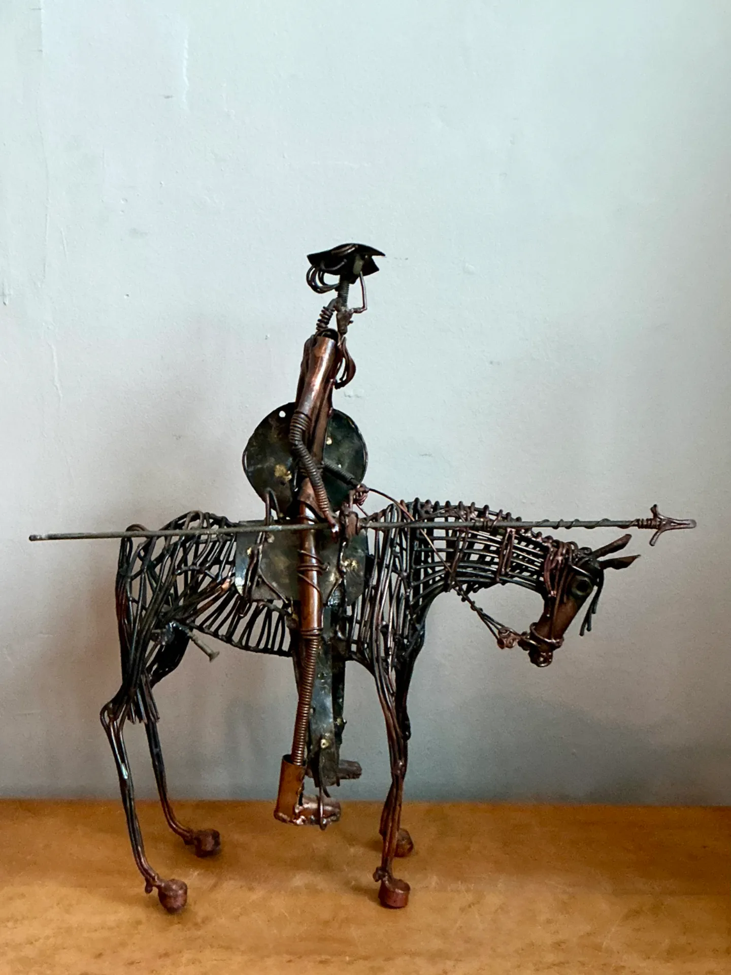 Vintage Wire Don Quixote and Horse Sculpture — additional photo 3