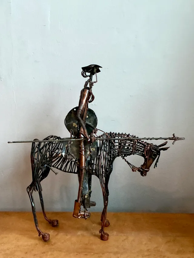 Vintage Wire Don Quixote and Horse Sculpture — additional photo 3