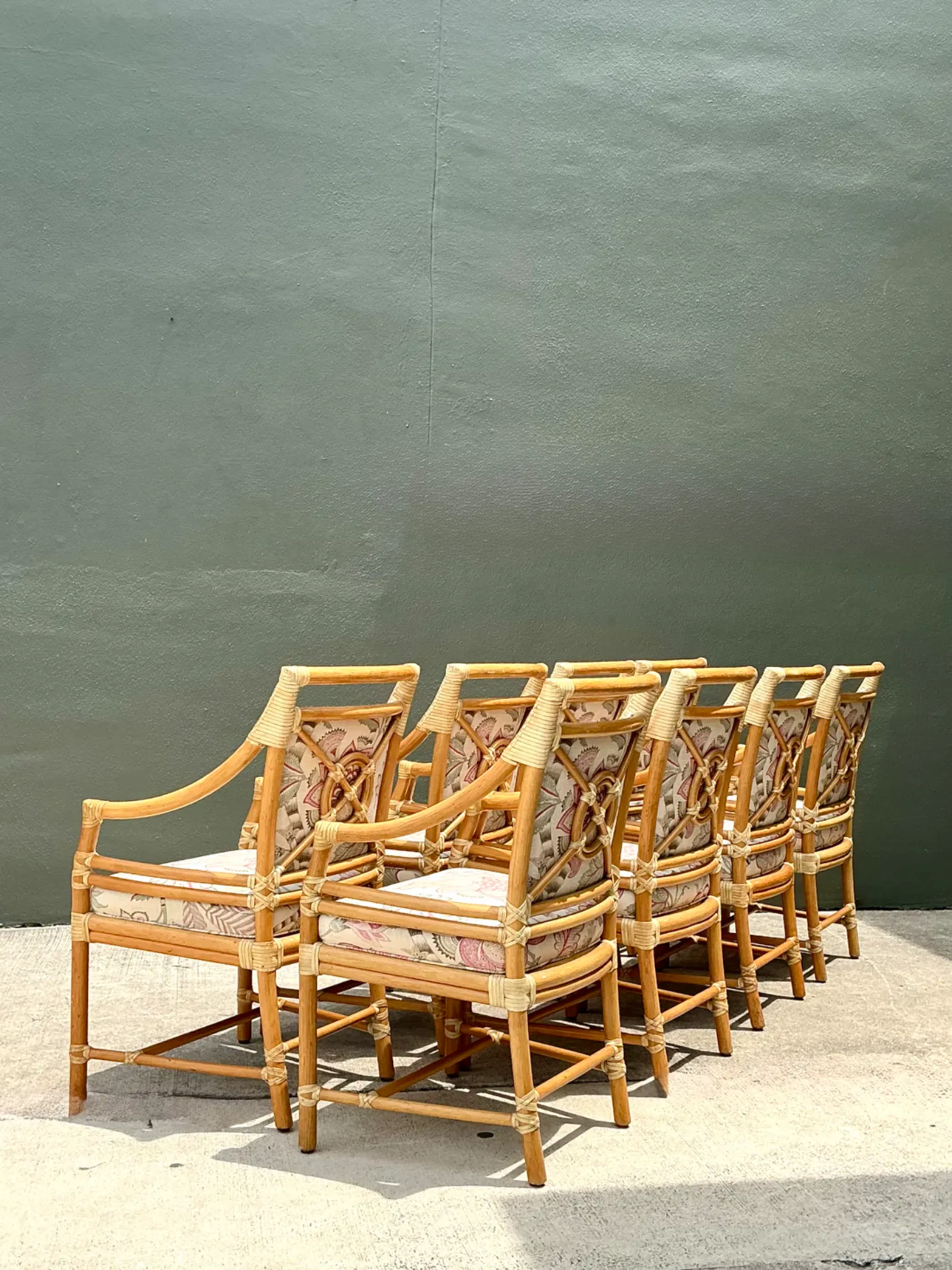 Vintage McGuire Target Back Dining Chairs - Set Of 8 — additional photo 7