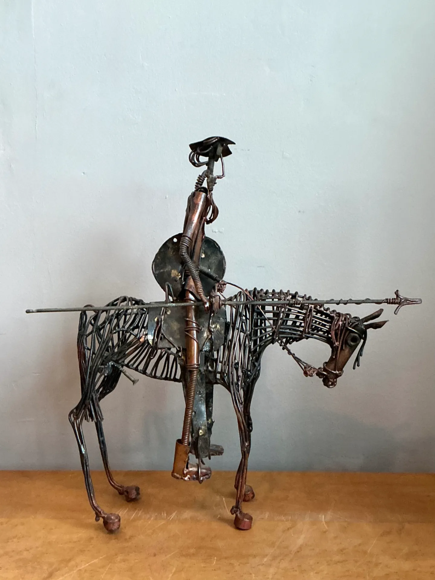 Vintage Wire Don Quixote and Horse Sculpture — additional photo 4