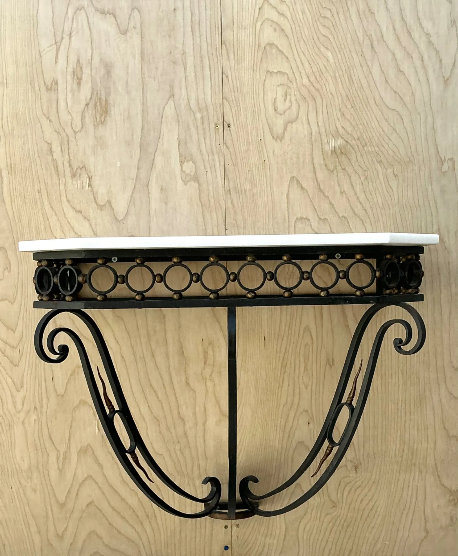 Vintage Scrolled Iron Wall Console After Royere — additional photo 3