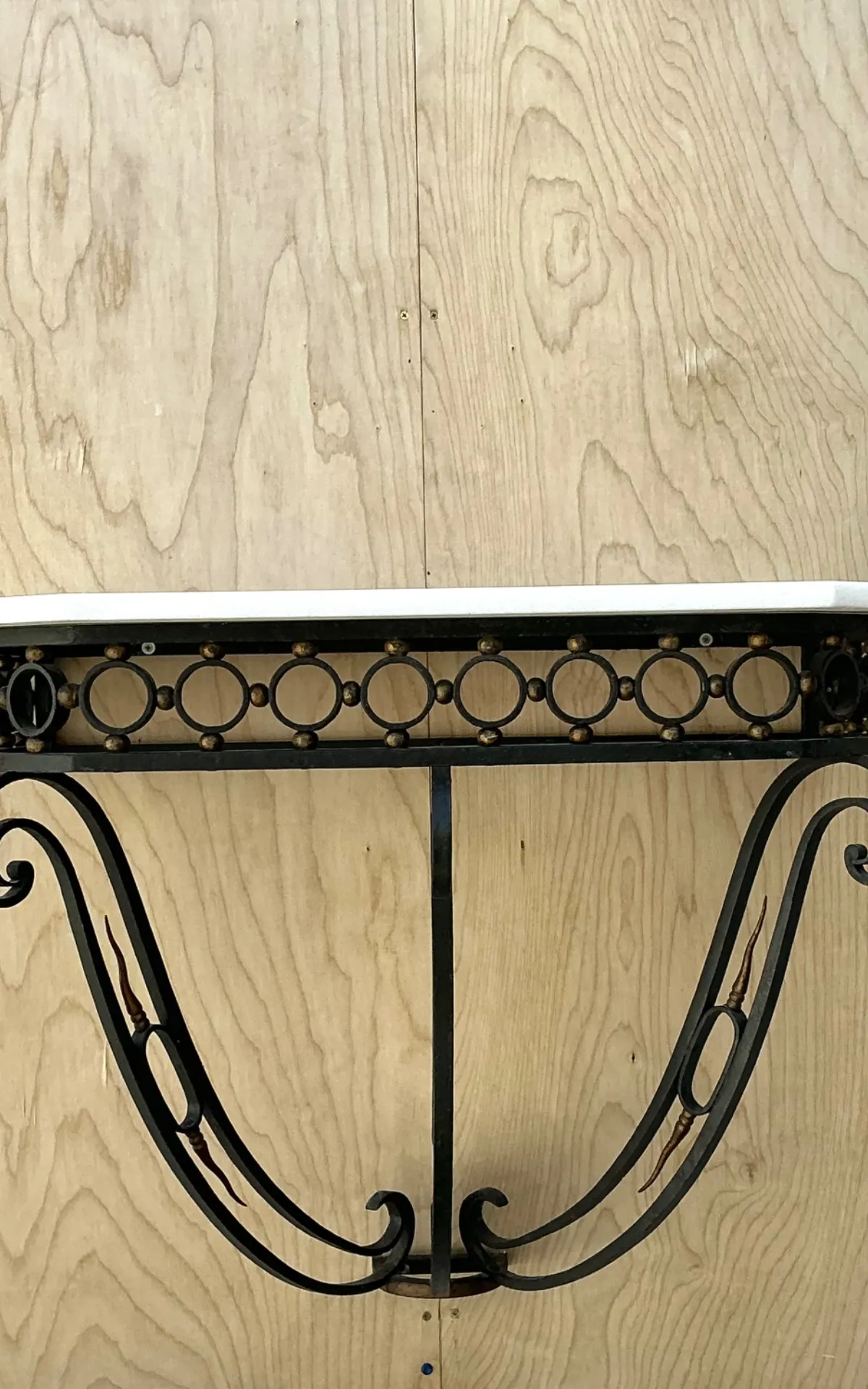 Vintage Scrolled Iron Wall Console After Royere — additional photo 3