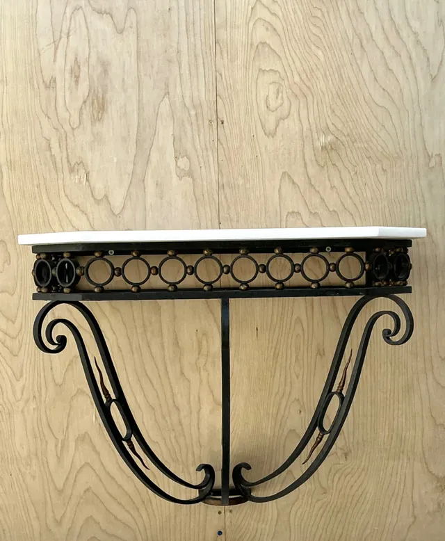 Vintage Scrolled Iron Wall Console After Royere — additional photo 3