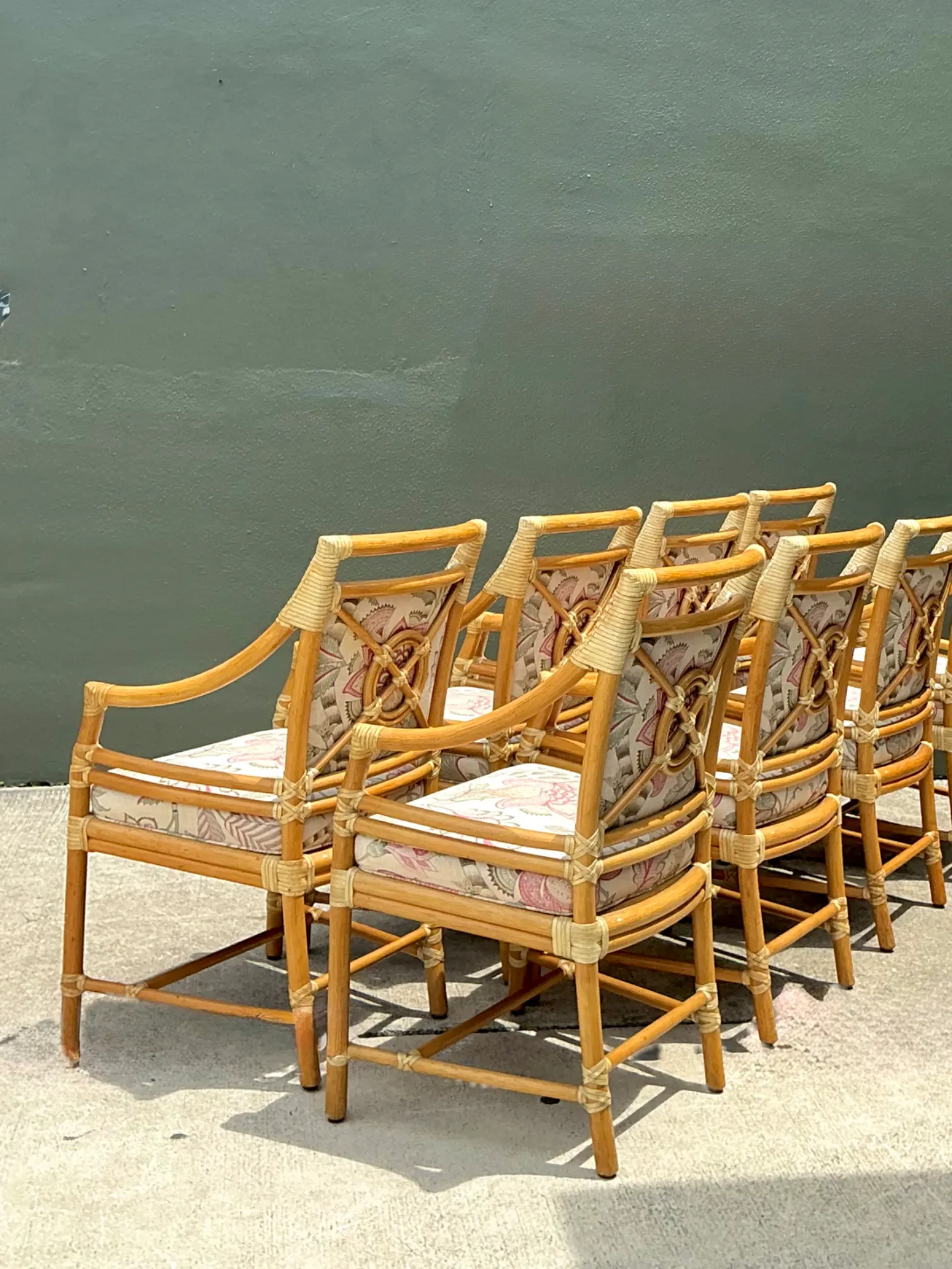Vintage McGuire Target Back Dining Chairs - Set Of 8 — additional photo 4
