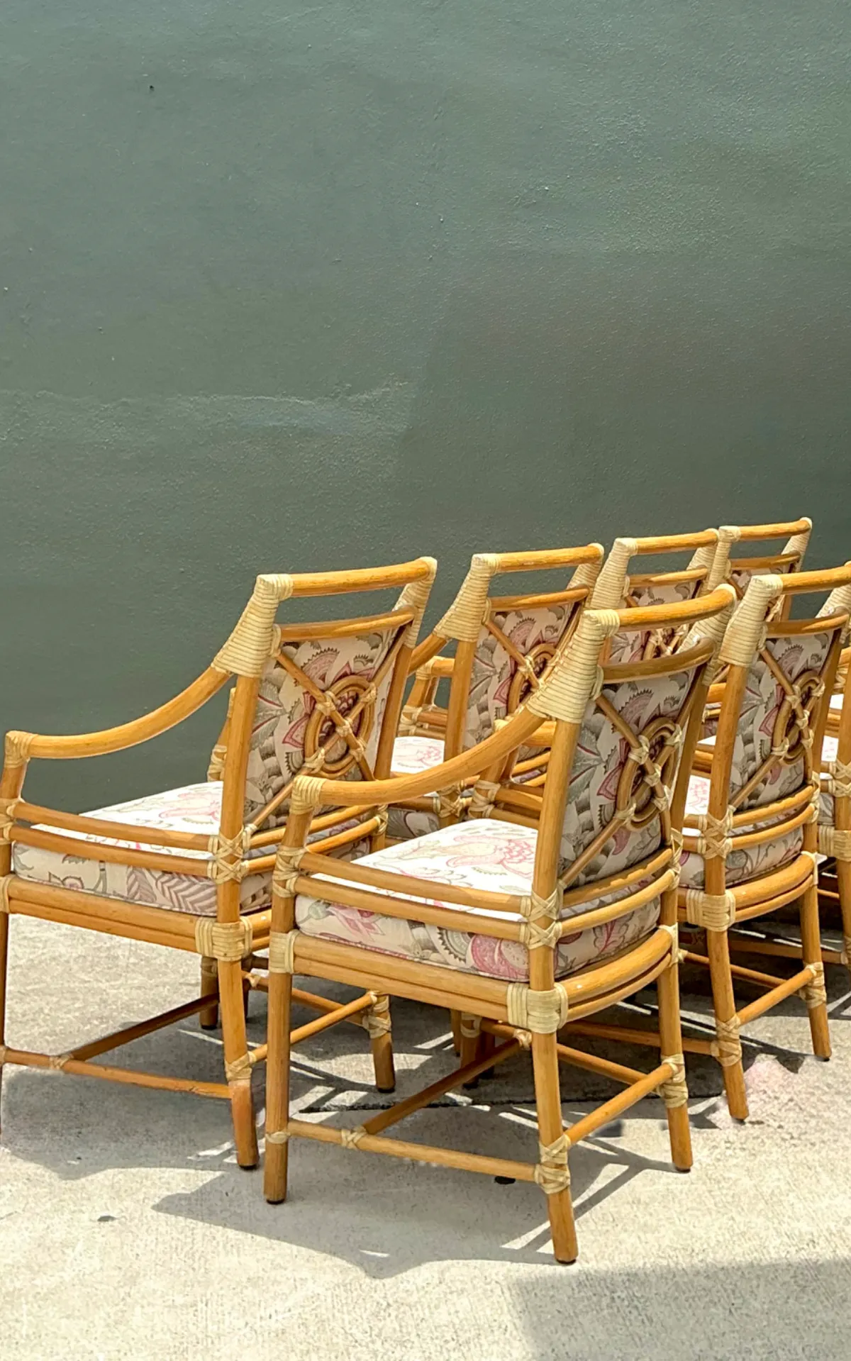 Vintage McGuire Target Back Dining Chairs - Set Of 8 — additional photo 4