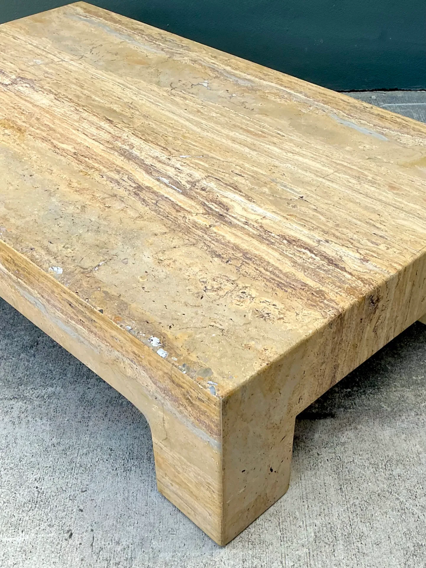 Vintage Monumental Travertine Parsons Coffee Table — additional photo 4