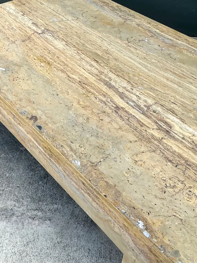 Vintage Monumental Travertine Parsons Coffee Table — additional photo 7