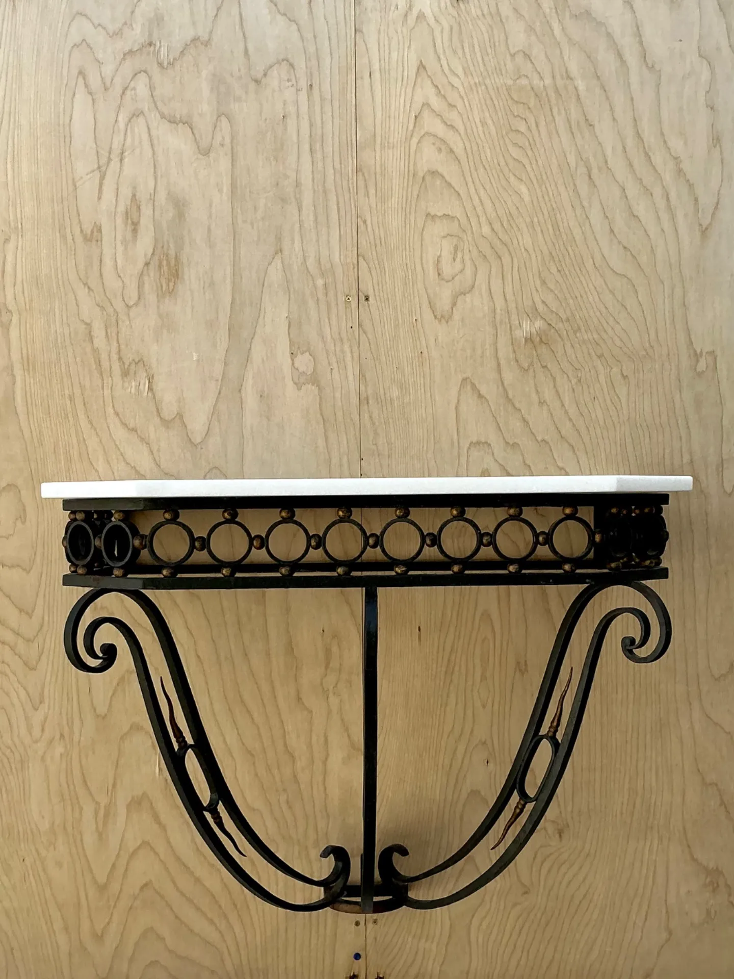 Vintage Scrolled Iron Wall Console After Royere — additional photo 5