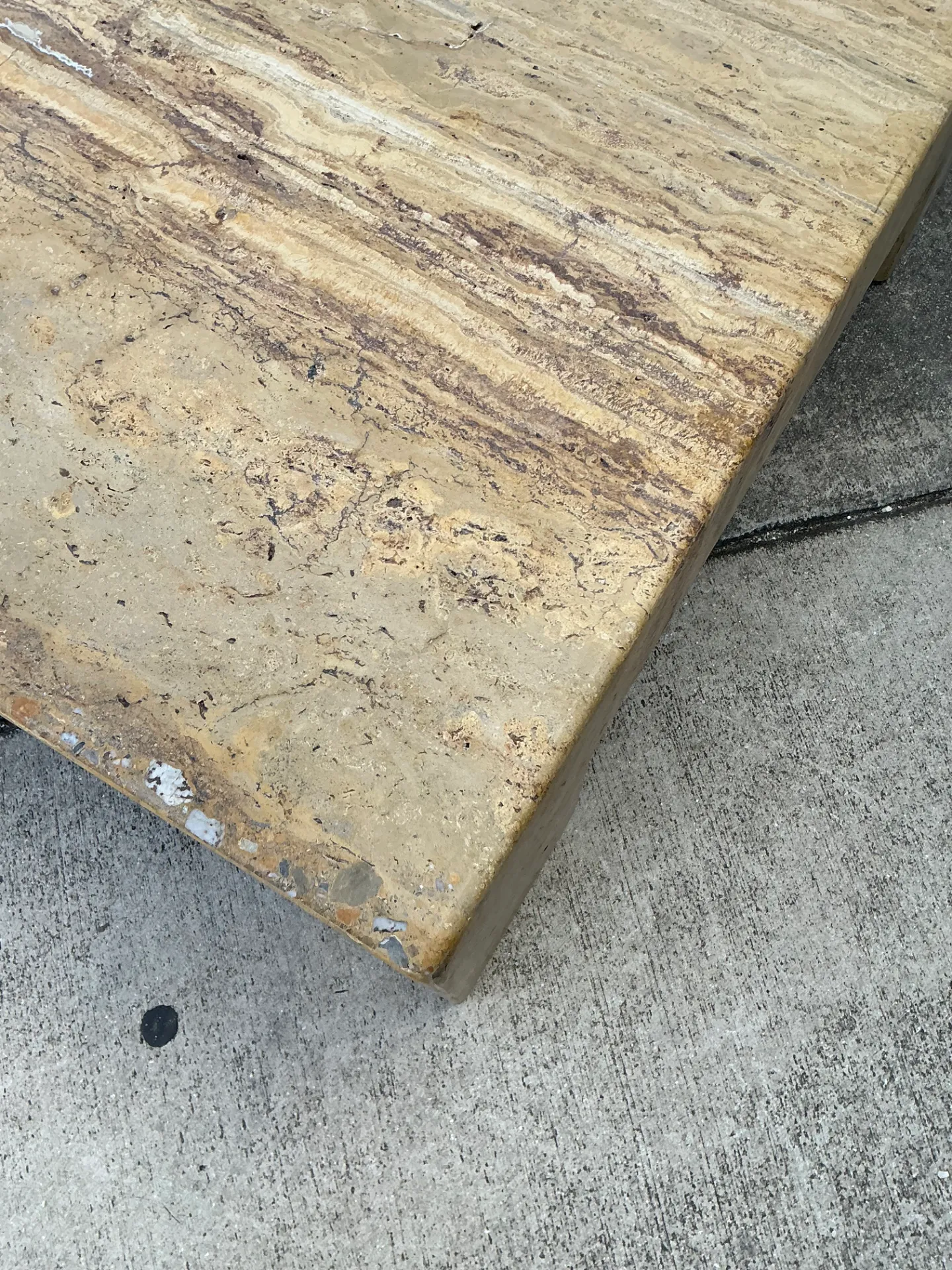 Vintage Monumental Travertine Parsons Coffee Table — additional photo 5