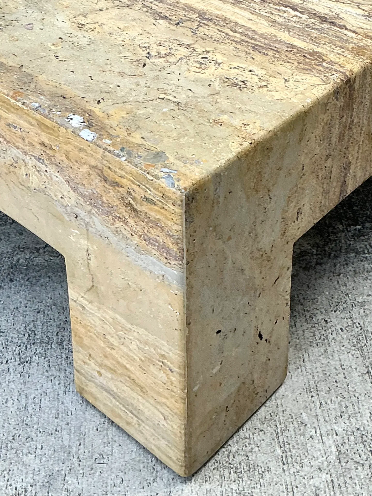 Vintage Monumental Travertine Parsons Coffee Table — additional photo 8