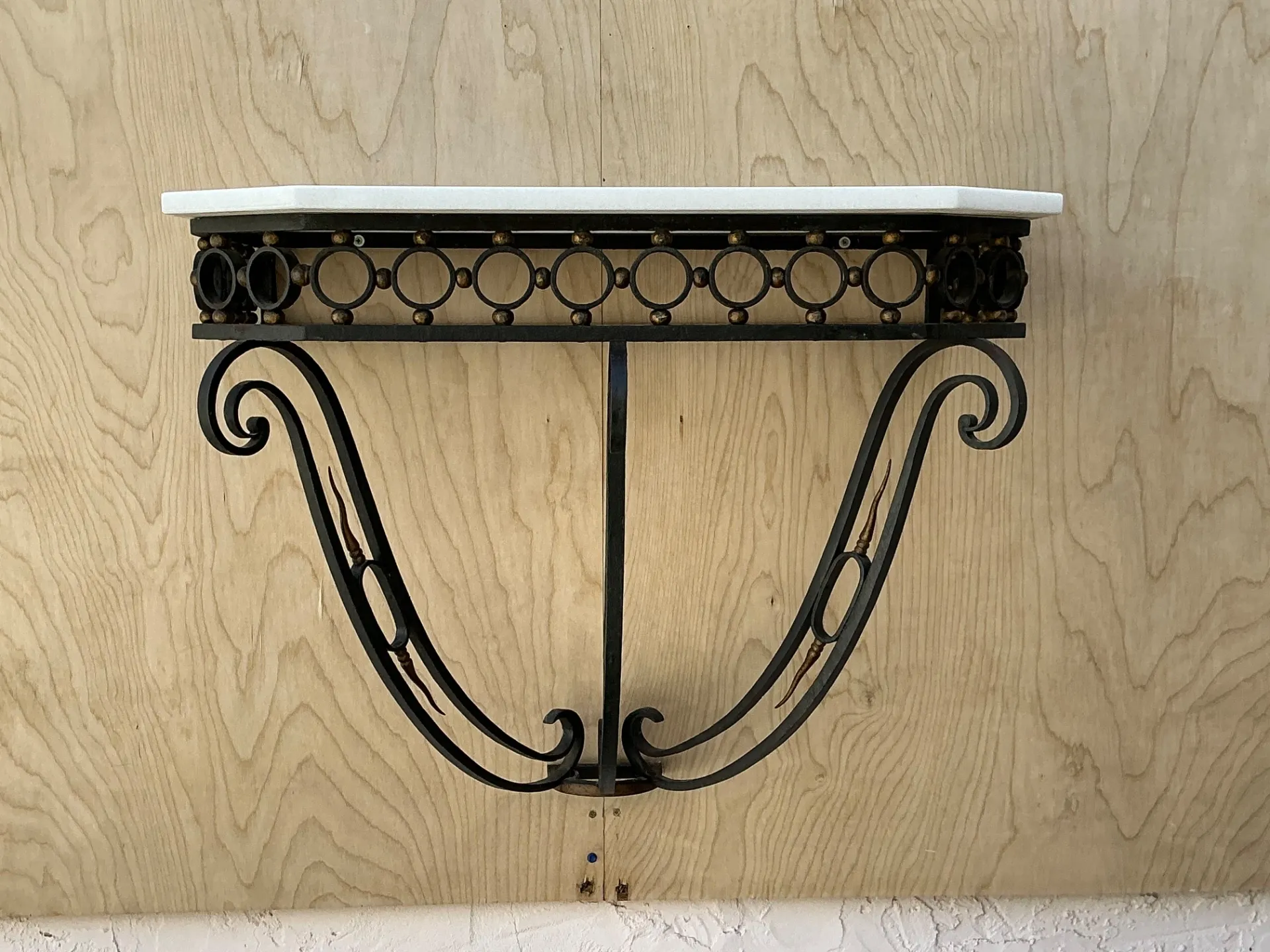 Vintage Scrolled Iron Wall Console After Royere — additional photo 2