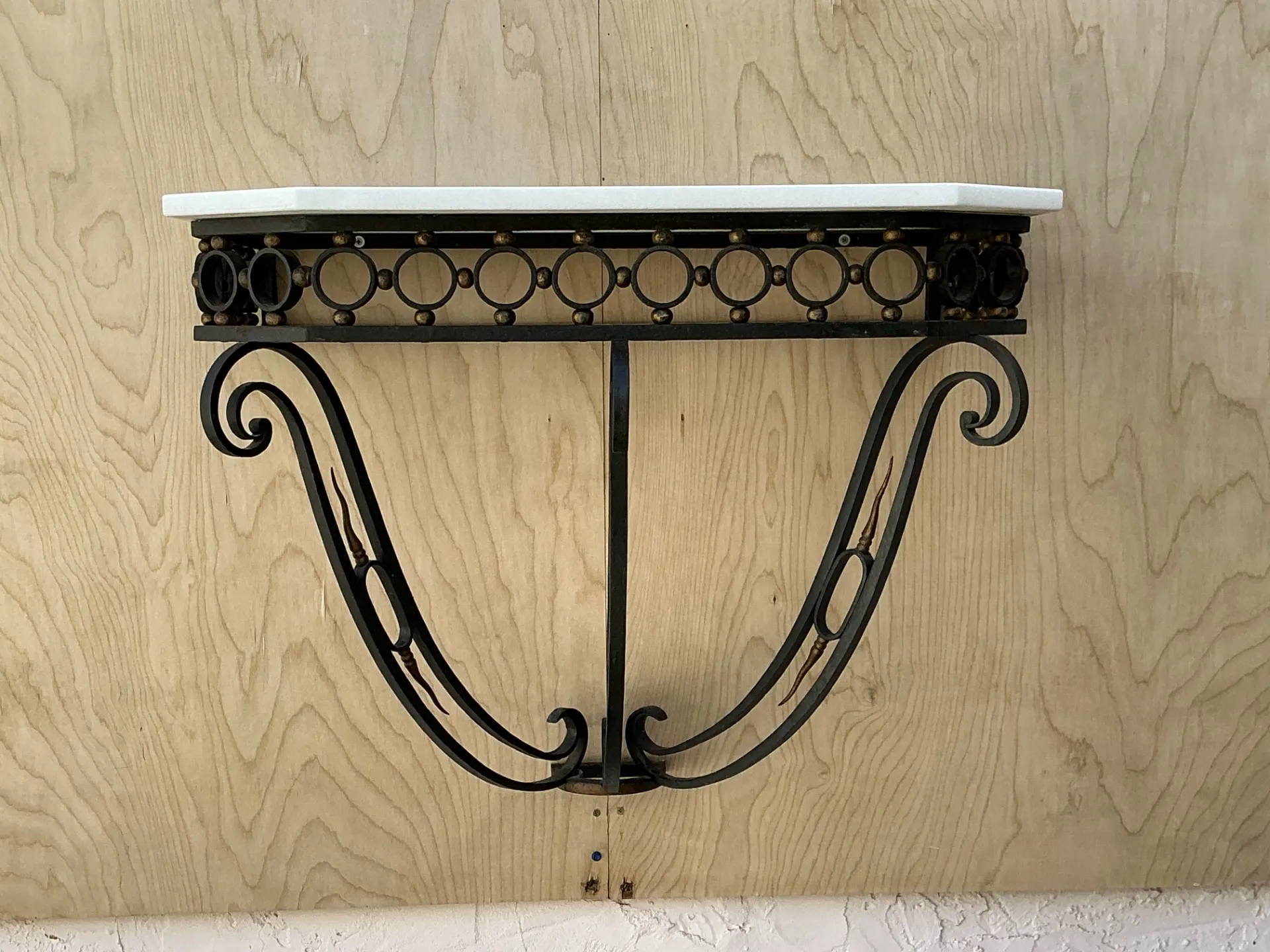Vintage Scrolled Iron Wall Console After Royere — additional photo 8