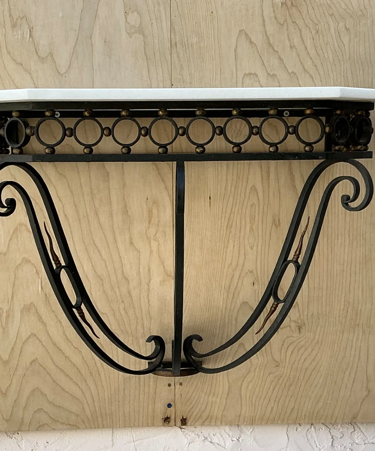 Vintage Scrolled Iron Wall Console After Royere — additional photo 8