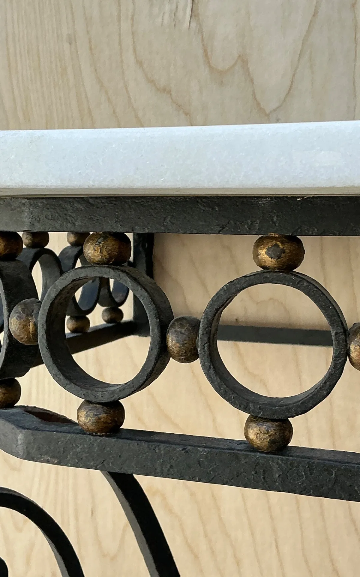 Vintage Scrolled Iron Wall Console After Royere