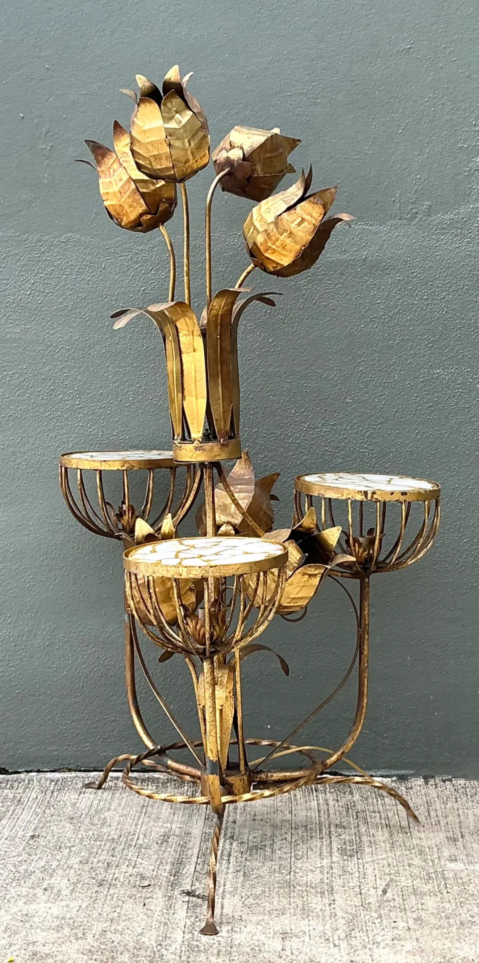 Mid-Century Italian Tole Flower Floor Lamp — additional photo 2