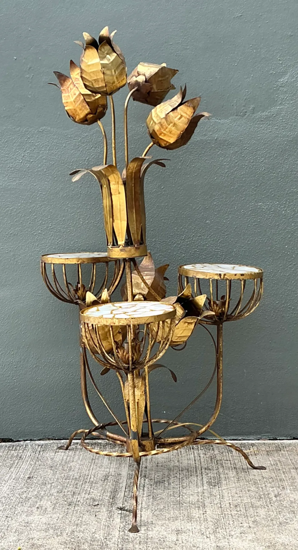 Mid-Century Italian Tole Flower Floor Lamp — additional photo 5